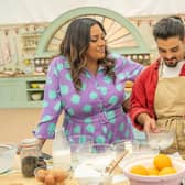 Dylan Bachelet with presenter Alison Hammond on the Great British Bake Off final (Picture: Channel 4/Mark Bourdillon)