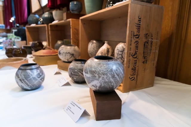 Pottery was available to buy during the exhibit, like these pieces by artist, Ian Jones. 
Photo: Brian O’Carroll