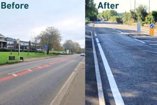 The A5183 between Markyate and Flamstead before and after the first phase of road safety improvements