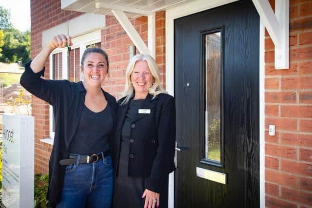 L-R Competition winner, Molly Fielding, collecting the keys for her dream Kings Gate home from Miller Homes Property Sales Consultant, Teresa Welch.