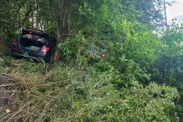 Police were quickly on the scene following an incident when two cars left the road atJ6a of the M1