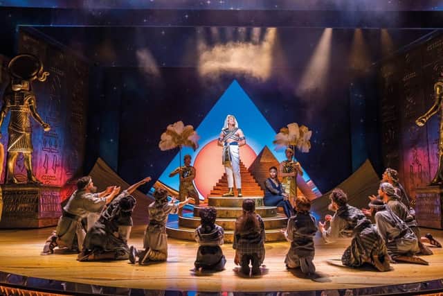 One of the stunning sets of Joseph and the Amazing Technicolor Dreamcoat at Milton Keynes Theatre until September 24