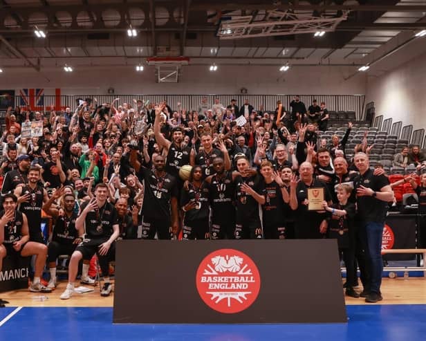 Hemel Storm celebrate their historic win with their fans. Photo: Toby Gastaldi-Davies.