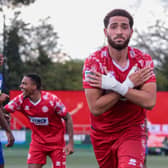 Millar Matthews-Lewis celebrates his late equaliser. Photo: Jemma Sear.
