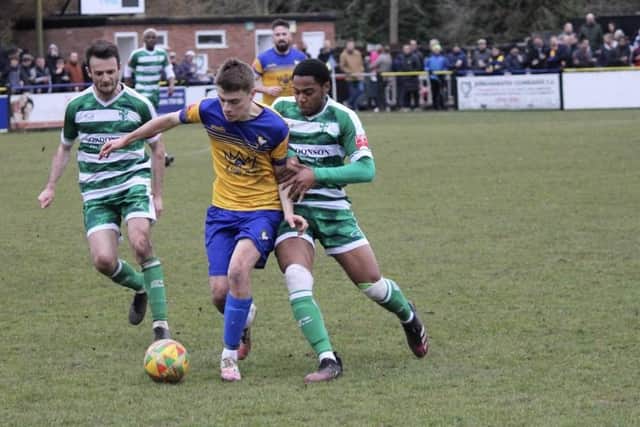 Action from Berkhamsted's win over Waltham Abbey. Photo by Richard Solk/Berkhamsted FC.