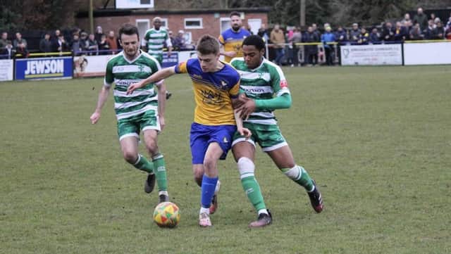 Action from Berkhamsted's win over Waltham Abbey. Photo by Richard Solk/Berkhamsted FC.
