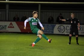 George Williams scores the winning goal from the spot. Photo: HHTFC.