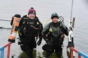 Scuba divers Andrew Lowde and Matthew Harland at Whittlesey Dive Centre.