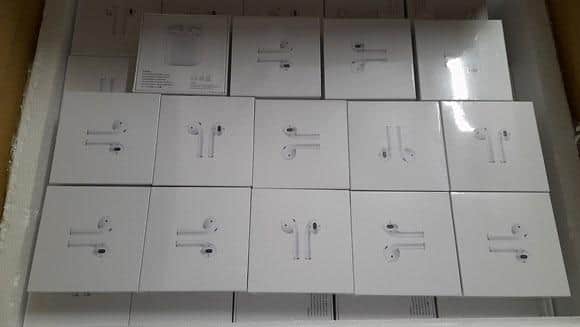 some of the seized fake Airpods