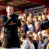 Brad Quinton applauds fans after Saturday's win. Photo: Hemel Hempstead Town FC.