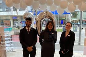 From left: Hearing aid dispenser trainee, Anton Rajasooriya, audiology director, Geeta Patel, and audiology ACS admin, Tiffany Chapman.