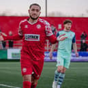 Millar Matthews-Lewis celebrates scoring Hemel's second goal on Saturday. Photo: Jemma Sear/HHTFC.