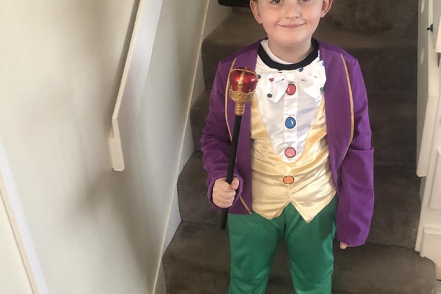 Aubry, aged five as Willy Wonka from Charlie and the Chocolate Factory