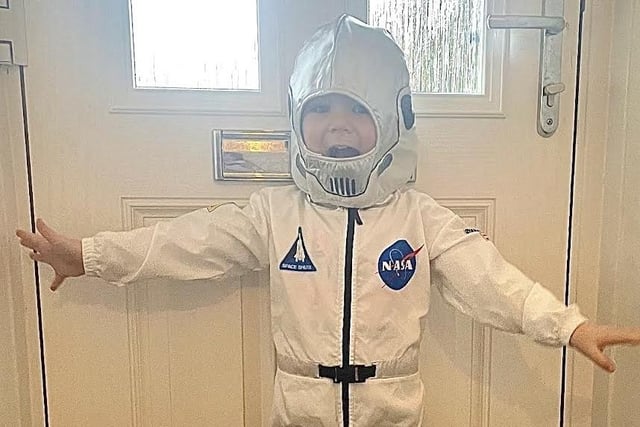 Freddie, aged 3, dressed as an astronaut