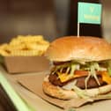 Vegan food does not include anything made from animals, from meat and eggs to milk and honey, like this Beyond Burger.