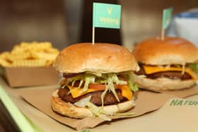 Vegan food does not include anything made from animals, from meat and eggs to milk and honey, like this Beyond Burger.