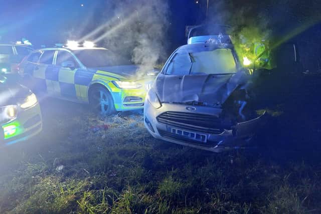 The vehicle failed to stop for the police prior to the crash