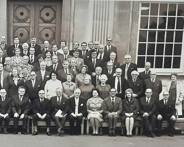 Councillors after the first meeting of Hertfordshire County Council in May 1974 (Picture from Hertfordshire Archives and Local Studies, Hertfordshire County Council)
