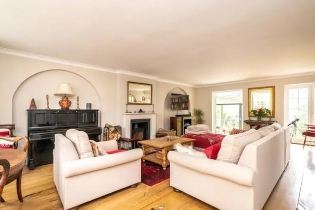 The main living room has a feature fireplace.