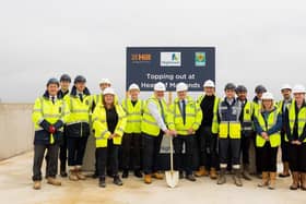 Sir Mike Penning and Councillor Andrew Williams at the Topping Out of Hightown Housing Association’s Heart of Maylands Phase 2 development.