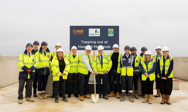 Sir Mike Penning and Councillor Andrew Williams at the Topping Out of Hightown Housing Association’s Heart of Maylands Phase 2 development.