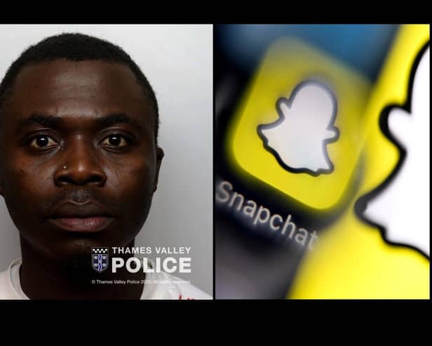 Goodness Sokoh used Snapchat to target his victims. Photos: Thames Valley Police and Getty Images
