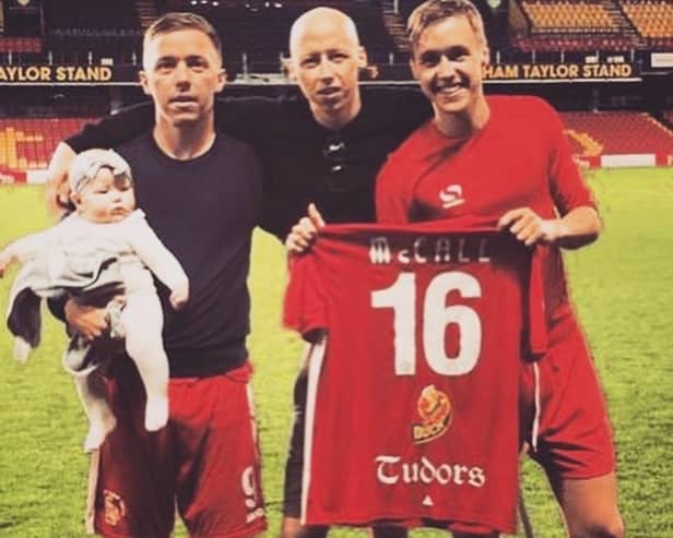 Spencer with Darren, right, and his other brother Jack, left