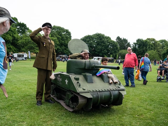 Miniature military tanks paraded around Gadebridge Park.
