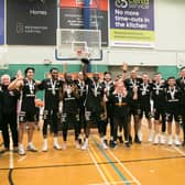 Hemel Storm lift the trophy after Sunday's game. Photo: Jo Charles.