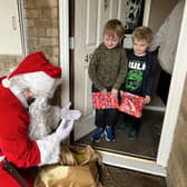 Santa meeting the boys