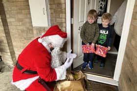 Santa meeting the boys