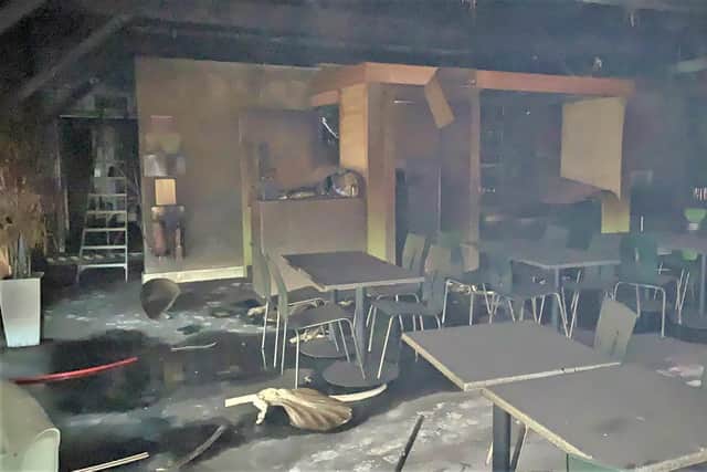 Picture of the burnt cafe in January.