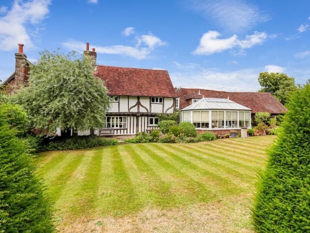 Dating back to the 16th century, the Grade II listed Pale Farm is considered to be the oldest house in Chipperfield. With exposed beams and brick, this Tudor farmhouse has six bedrooms and oodles of character throughout. Kings Langley’s Proffitt & Holt Partnership currently has its guide price at £2,750,000.