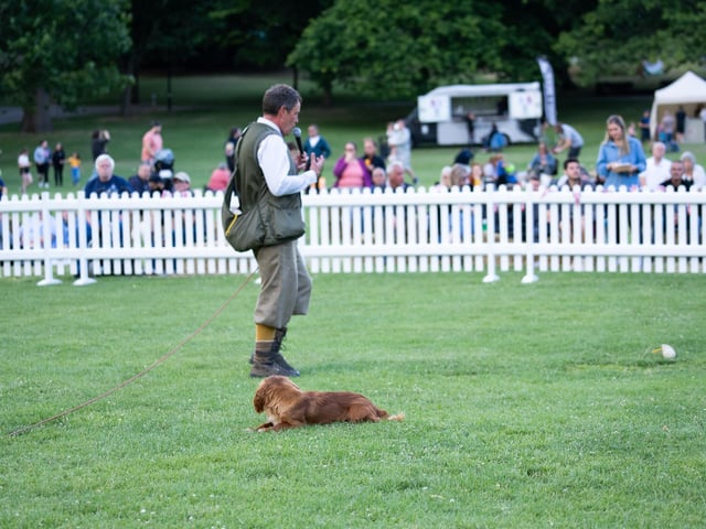 Nick Gregory and his dog show off their skills.