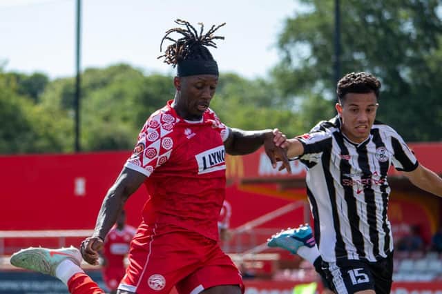 Ade Azeez netted twice in Saturday's win. Photo: Jemma Sear.