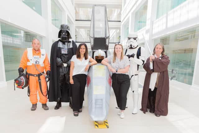 Staff at Breakspear Park alongside Darth Vader, a Stormtrooper, a Jedi knight, and a pilot