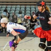 Herts Roller Derby jammer takes on Bristol Bees blocker