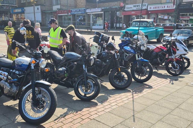 Dacorum Motorcycle Bikers parked up to collect the eggs dropped off in Hemel Hempstead by local people.