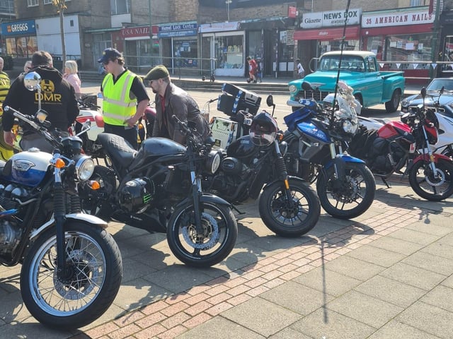 Dacorum Motorcycle Bikers parked up to collect the eggs dropped off in Hemel Hempstead by local people.