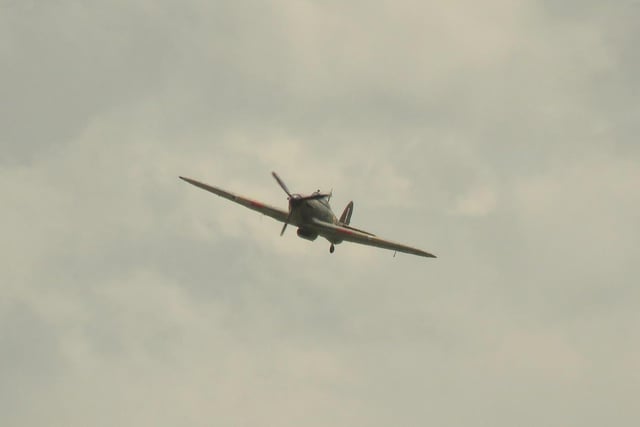 Crowds were treated to a Spitfire flypast on Saturday.
