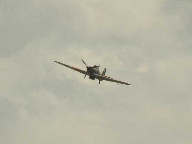 Crowds were treated to a Spitfire flypast on Saturday.