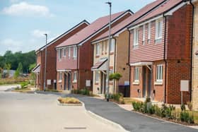 Street scene of Bellway's St James’ Park site in Bishop’s Stortford, where buyers can save £24,000