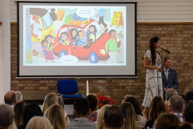 Leah Chowdhry addresses the students