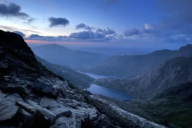 The team saw the sunrise over mount Snowdon during their descent