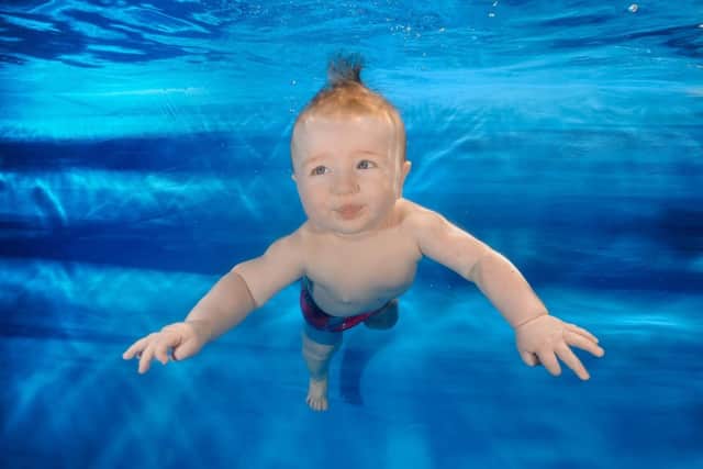 The resistance of the water helps strengthen muscles and coordination, while the changing sensations help babies learn balance and body awareness, says Tamsin
