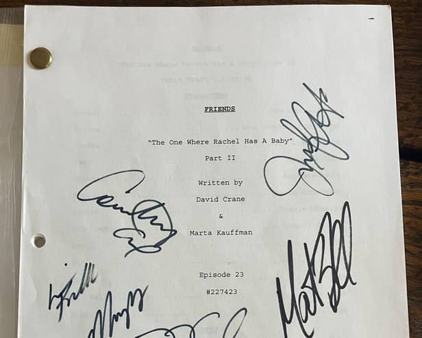 Friends script - The One Where Rachel has a Baby, formerly owned by TV personality Ollie Locke.