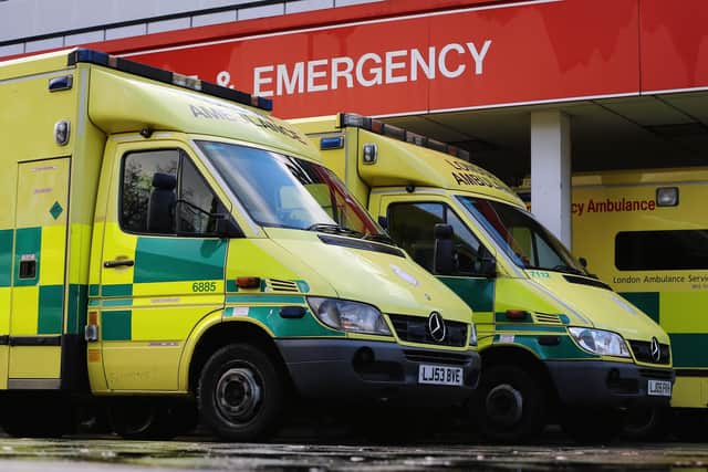 Ambulances park outside Accident and Emergency ward (Photo by Dan Kitwood/Getty Images)