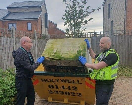 Cardo provided a large skip at School End Crescent to remove waste and tackle fly-tipping