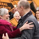 St Albans MP Daisy Cooper greets Liberal Democrat leader Sir Ed Davey at the party's campaign launch in Harpenden, Hertfordshire. Credit: Will Durrant/LDRS