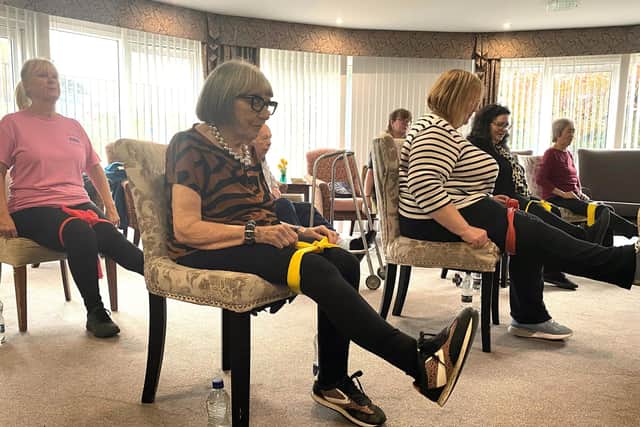Water Mill House resident Wendy looks forward to the weekly class and a chance to socialise